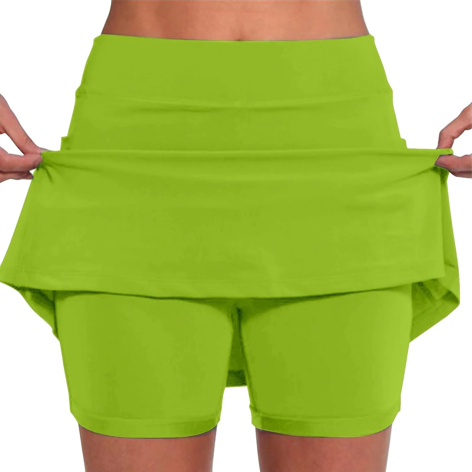 Womens Skorts with Pockets Solid Mid Waist Plus Size Skorts for Women High Waist Athletic Sports Yoga Pants Skirt