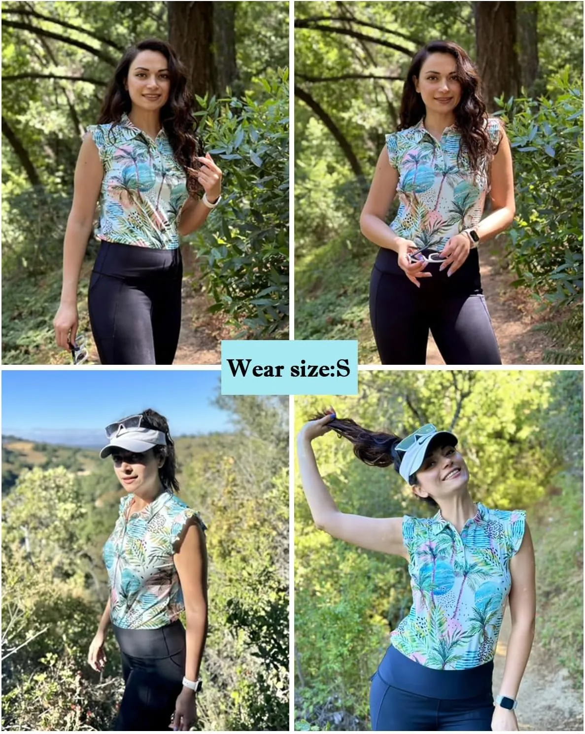 Womens Sleeveless Golf Shirt Ruffle Sleeve Polo Shirts Moisture Wicking Golf Apparel Tennis Shirts Golf Tank Tops
