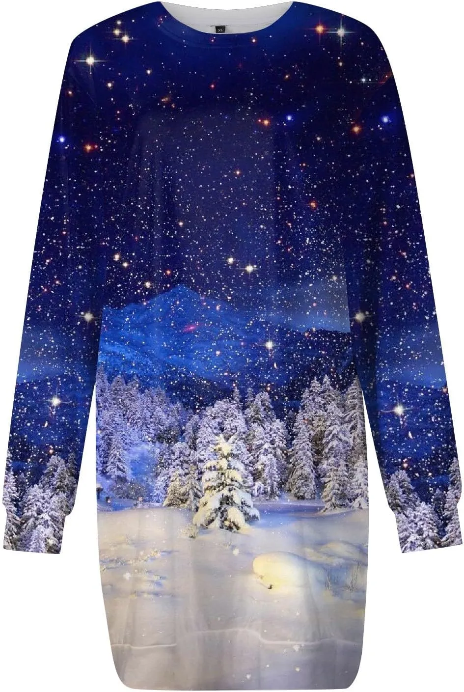 Women's Spring Dresses 2024 Round Neck Printed Long Sleeve Wrap Hip Mini Sweatshirt Dress, S-3XL