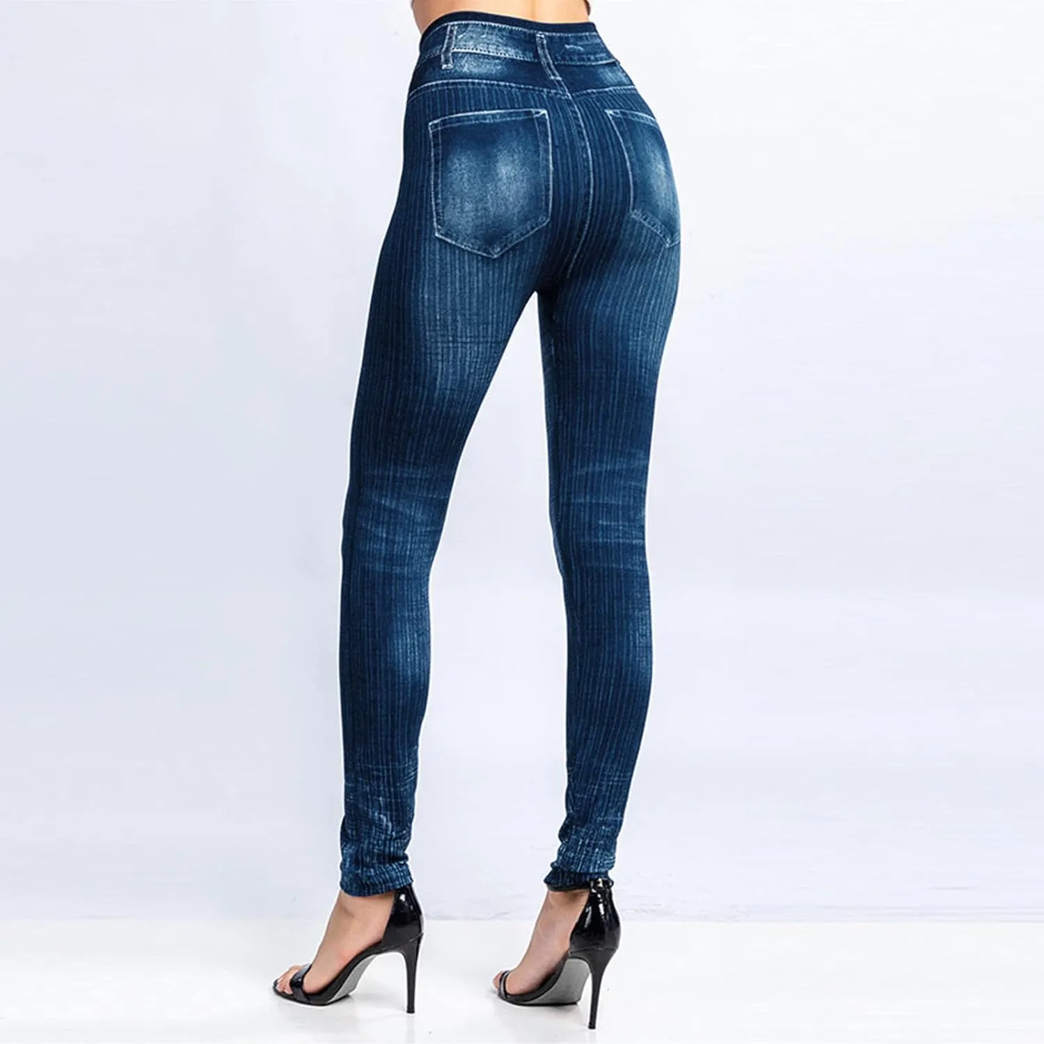 Womens Straight Leg Jeans Flowers Floral Print High Waist Faded Skinny Denim Pants Casual Slim Stretch Pencil Jegging