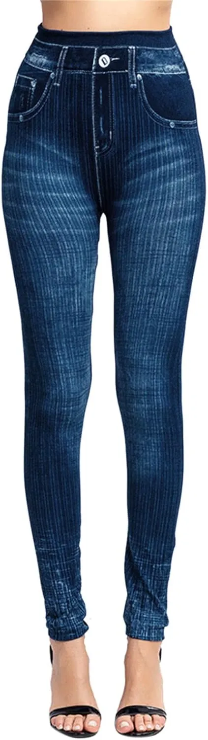 Womens Straight Leg Jeans Flowers Floral Print High Waist Faded Skinny Denim Pants Casual Slim Stretch Pencil Jegging