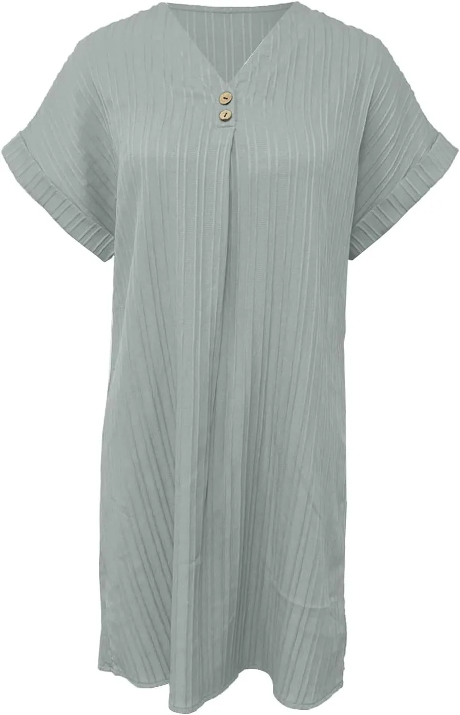 Womens Summer Shirt Dress Short Sleeve A Line Shift Dress Casual Loose Fit Beach Sundress Shirt Tunic Dresses with Pockets