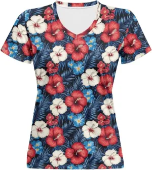 Womens Summer V Neck Casual T Shirt Short Sleeve Blouses Tops Plus Size Athletic T-Shirt for Women Graphic XS-5XL