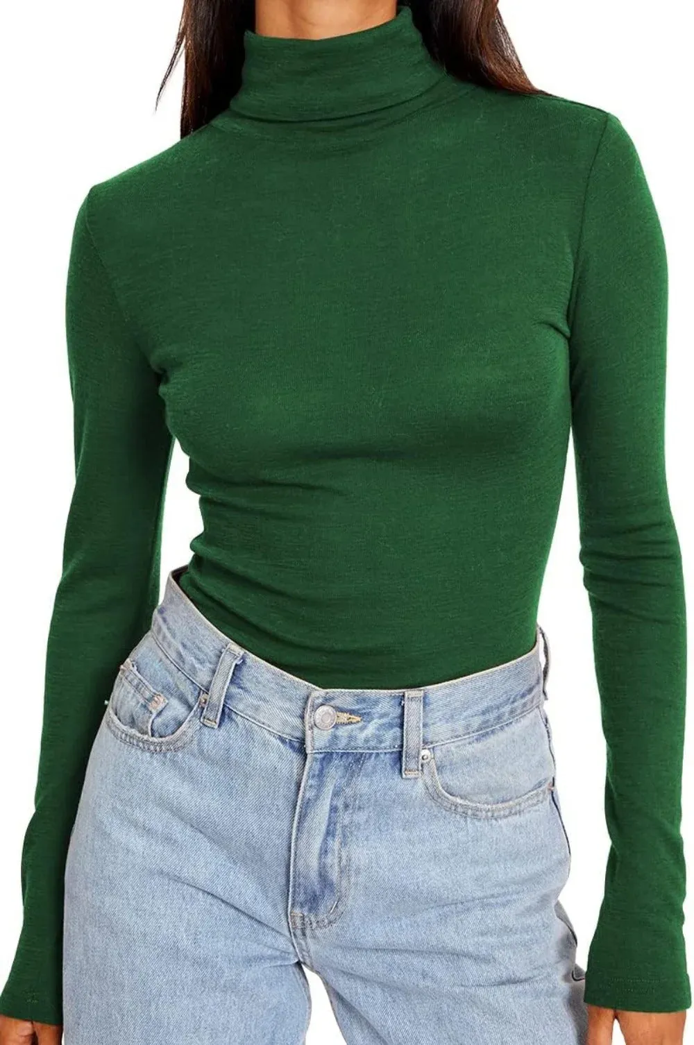 Women's Turtleneck Long Sleeve Shirts Fall Fashion Basic Layering Slim Fit Soft Thermal Underwear Tops
