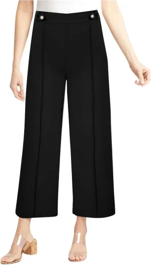 Women's Wide Leg Capri Pants High Waist Dress Business Work Bootcut Stretch Baggy Trouser Trendy Straight Suit Pants