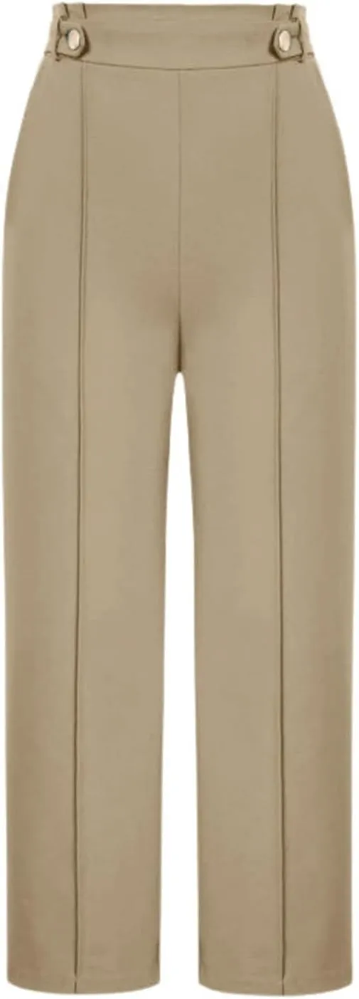 Women's Wide Leg Capri Pants High Waist Dress Business Work Bootcut Stretch Baggy Trouser Trendy Straight Suit Pants