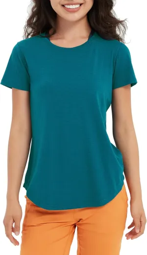 Women's Workout T-Shirt Short Sleeve Lightweight Crew Neck Shirts Yoga Running Exercise Athletic Tee Top