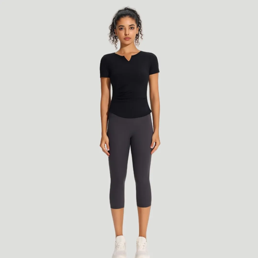 Women's Workout T-Shirt Slim-Fit V-Neck Quick-Dry Stretchy Yoga Top,Breathable Gym Shirt for Running, Fitness
