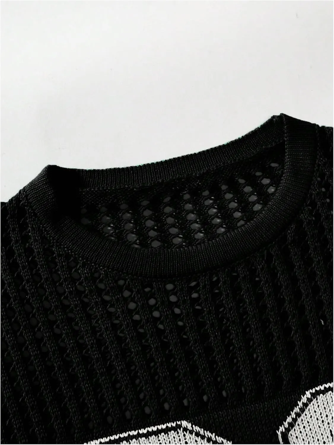 Women's Y2K Jersey Shirts Oversized Number Crochet Hollow Out Jersey Tee Sweater Crew Neck Short Sleeve Knit T Shirts