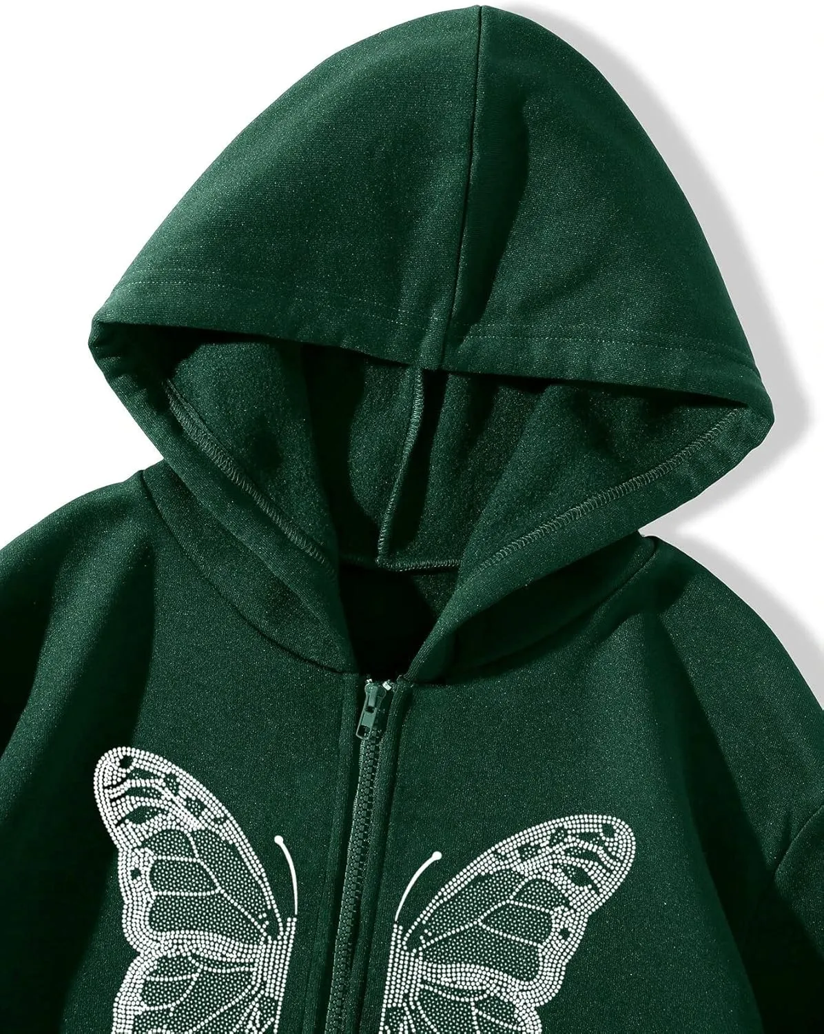 Women's Y2K Zip Up Hoodie Grunge Butterfly Print Sweatshirt Graphic Oversized Vintage Jacket with Pocket Clothing