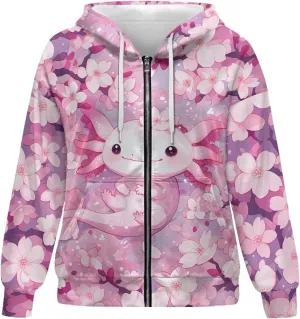 Womens Zip Up Hoodie Long Sleeve Oversized Sweatshirts Casual Loose Hooded with Pockets Lightweight Y2K Jacket Size XS-XL