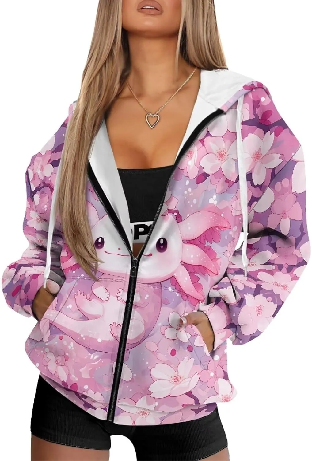 Womens Zip Up Hoodie Long Sleeve Oversized Sweatshirts Casual Loose Hooded with Pockets Lightweight Y2K Jacket Size XS-XL
