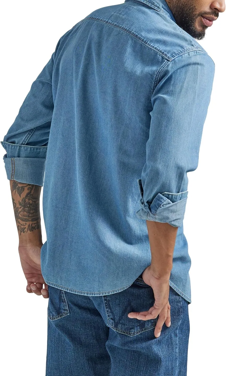 Wrangler Men's Iconic Denim Regular Fit Snap Shirt