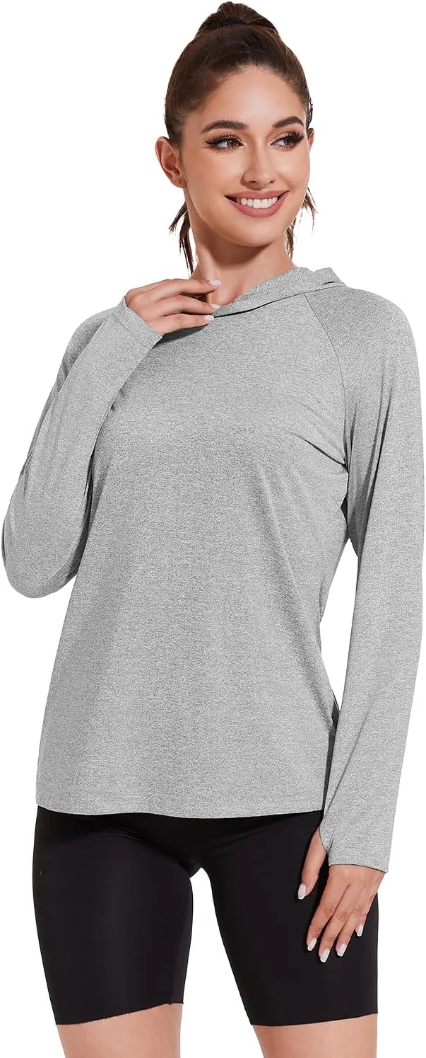 Xelky Women's Hoodie Long Sleeve Sun Shirts Lightweight UV Protection Hooded Shirt Athletic Hoodie with Thumb Hole