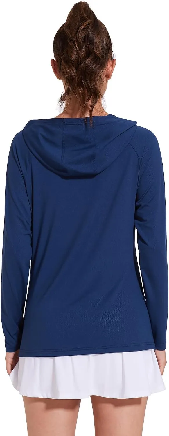 Xelky Women's Hoodie Long Sleeve Sun Shirts Lightweight UV Protection Hooded Shirt Athletic Hoodie with Thumb Hole