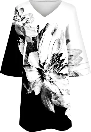 XOWRTE Summer Spring Womens V Neck Cute Shift Dress with Pockets Bell Sleeve Ruffle Hem Loose Swing Summer Tunic Mini Dress