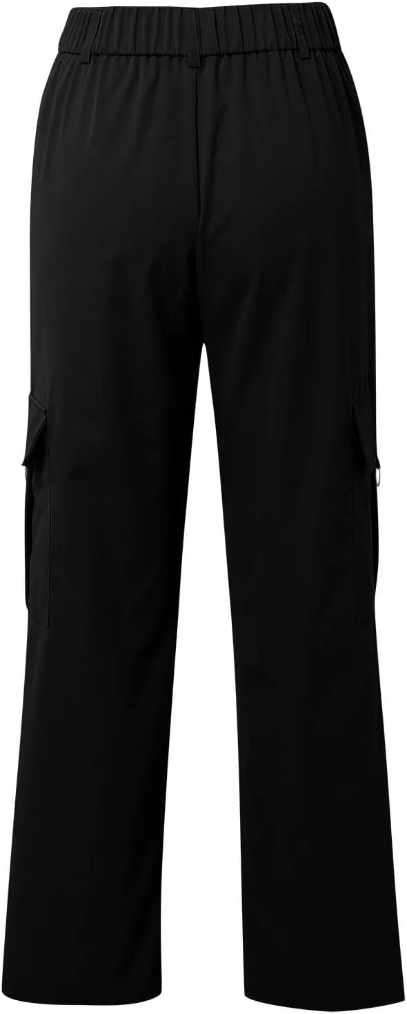 Y2K Cargo Pants for Women Teen Girl Baggy Elastic High Waisted Casual Parachute Pant Straight Leg Streetwear Trousers
