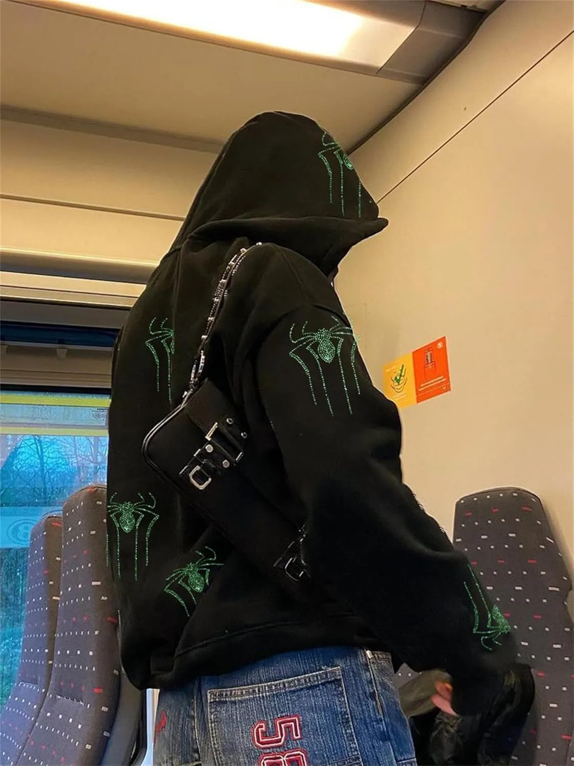 Y2k Full Zip Up Hoodies for Women Men Oversized Skeleton Graphic Over Face Sweatshirt Goth Punk Hip Hop Jacket Coat