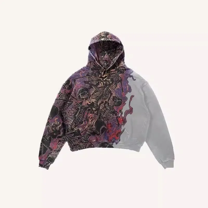 Y2K sweatshirt with hip-hop letter print oversized men's and women's hoodies, casual loose solid Gothic top