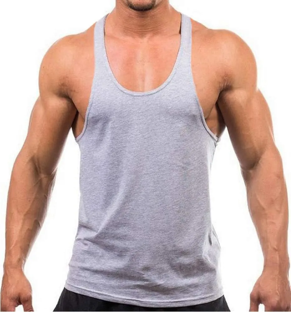 YAKER Men's Gym Tank Tops Y-Back Workout Muscle Tee Athletic Workout Fitness Vest T-Shirts