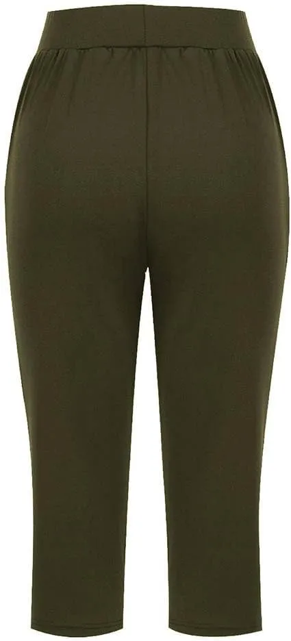 Yoga Capri for Women Loose Fit Comfy High Waisted Cropped Pants Summer Going Out Capris Athletic Sweatpants Pockets
