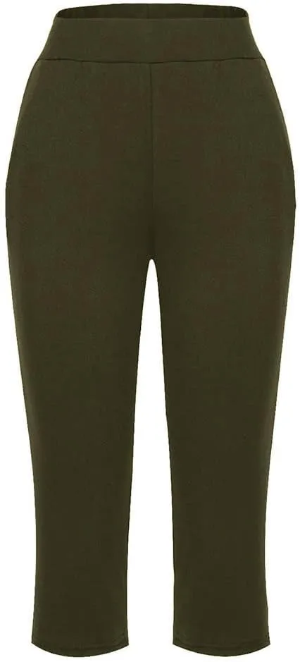 Yoga Capri for Women Loose Fit Comfy High Waisted Cropped Pants Summer Going Out Capris Athletic Sweatpants Pockets