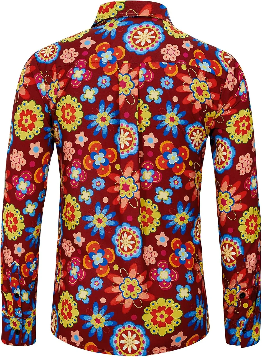 Zando Mens 70s Disco Shirt Retro Casual Button Down Disco Outfit Men Floral Vintage Long Sleeve Hip Hop Party Outfit Shirt
