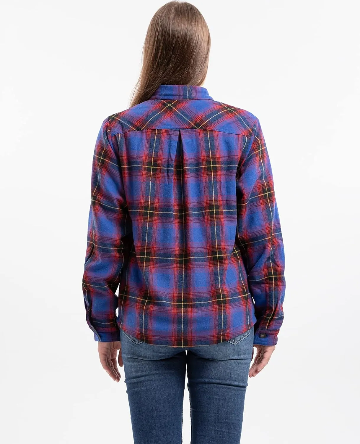 ZENTHACE Women's Thermal Fleece Lined Plaid Button Down Flannel Shirt Jacket