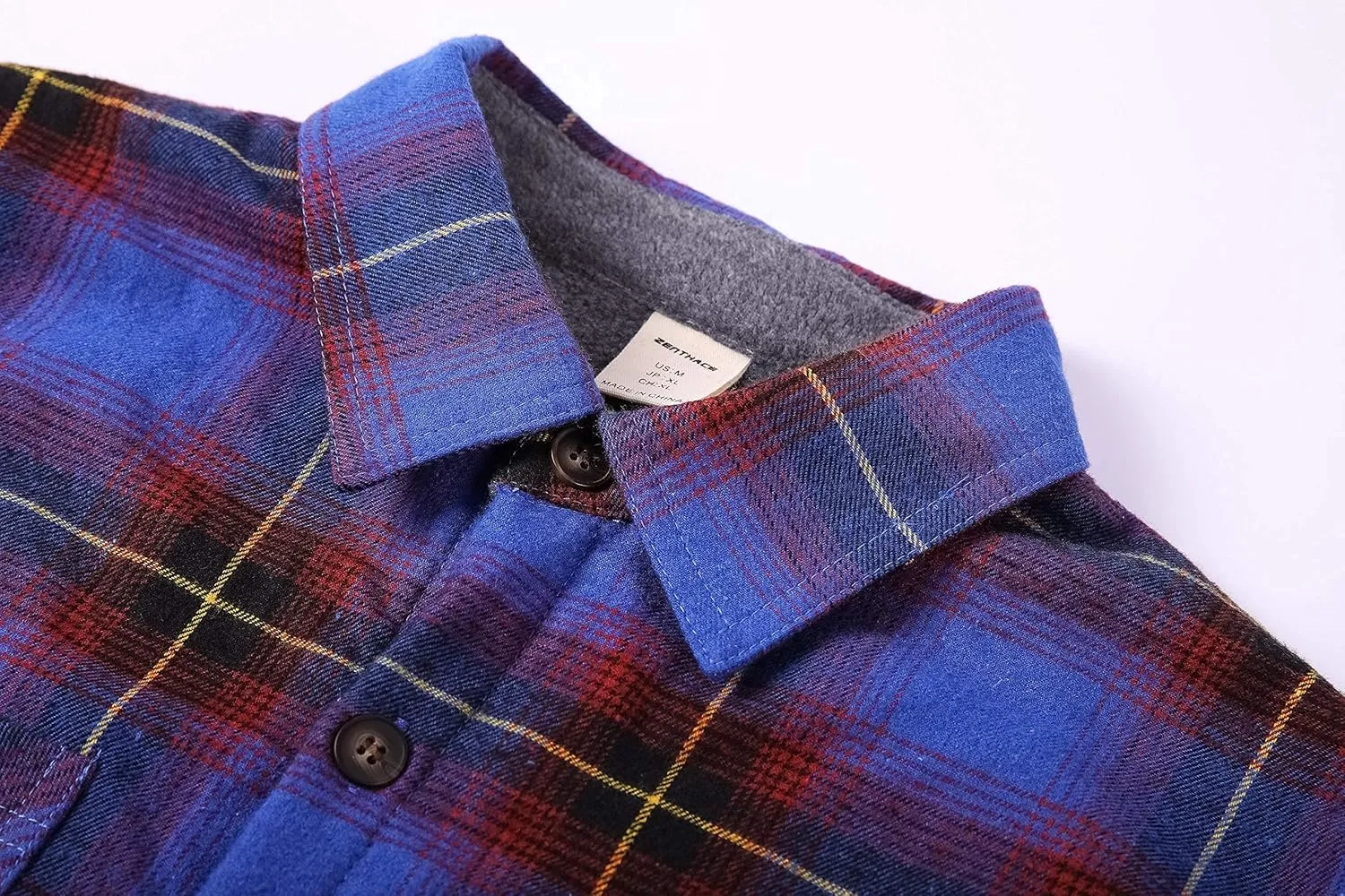 ZENTHACE Women's Thermal Fleece Lined Plaid Button Down Flannel Shirt Jacket