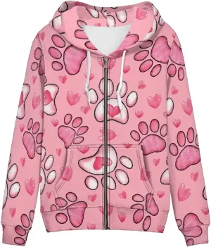 Zip Up Hoodie Women Long Sleeve Oversized Sweatshirts Fall Y2K Hoodie Jacket with Pockets