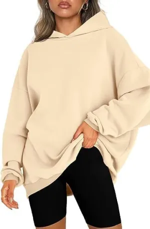 ZOCANIA Women's Oversized Hoodie Autumn Winter Casual Sweatshirts Long Sleeve Hooded Collar Solid Loose Fit Pullover Tops